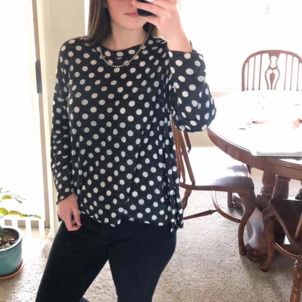 Women’s Grey Poka-dot Blouse